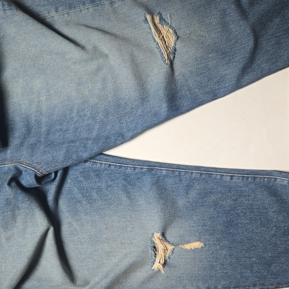 J. Crew Slouchy Boyfriend Blue Jeans with Fashionable Designed Rips-Size 35 - Picture 6 of 8